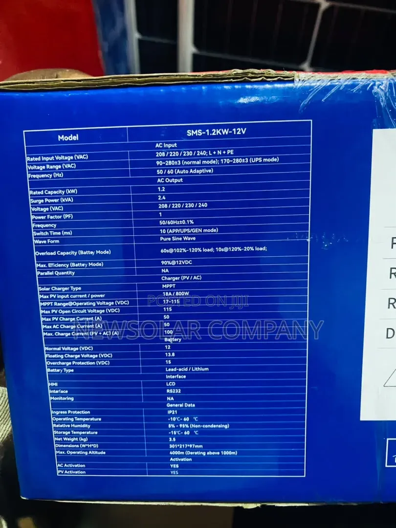 1.2KVa 12V SMS Hybrid Inverter Available Now