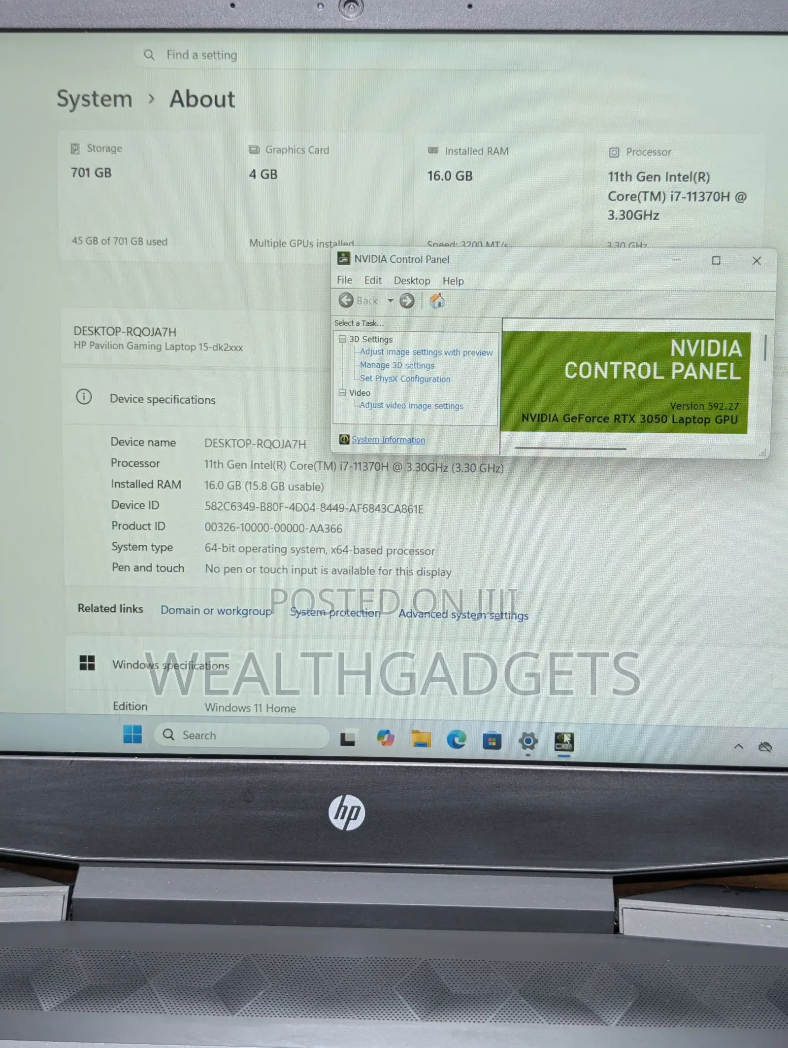 Laptop HP Pavilion 15 16GB Intel Core i7 SSD 512GB