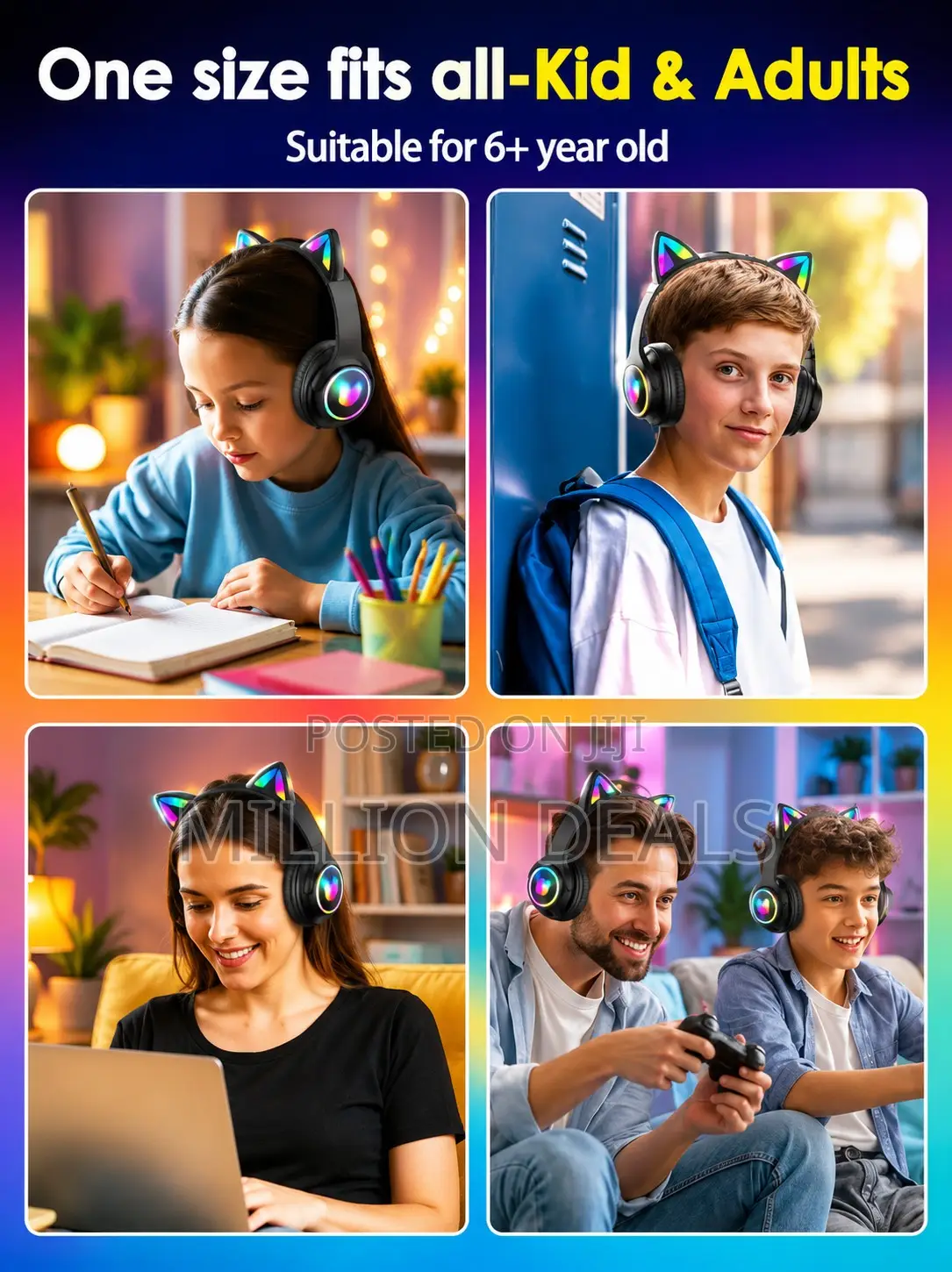 Cat Ear Bluetooth Wireless Foldable Headphones Ages 6+