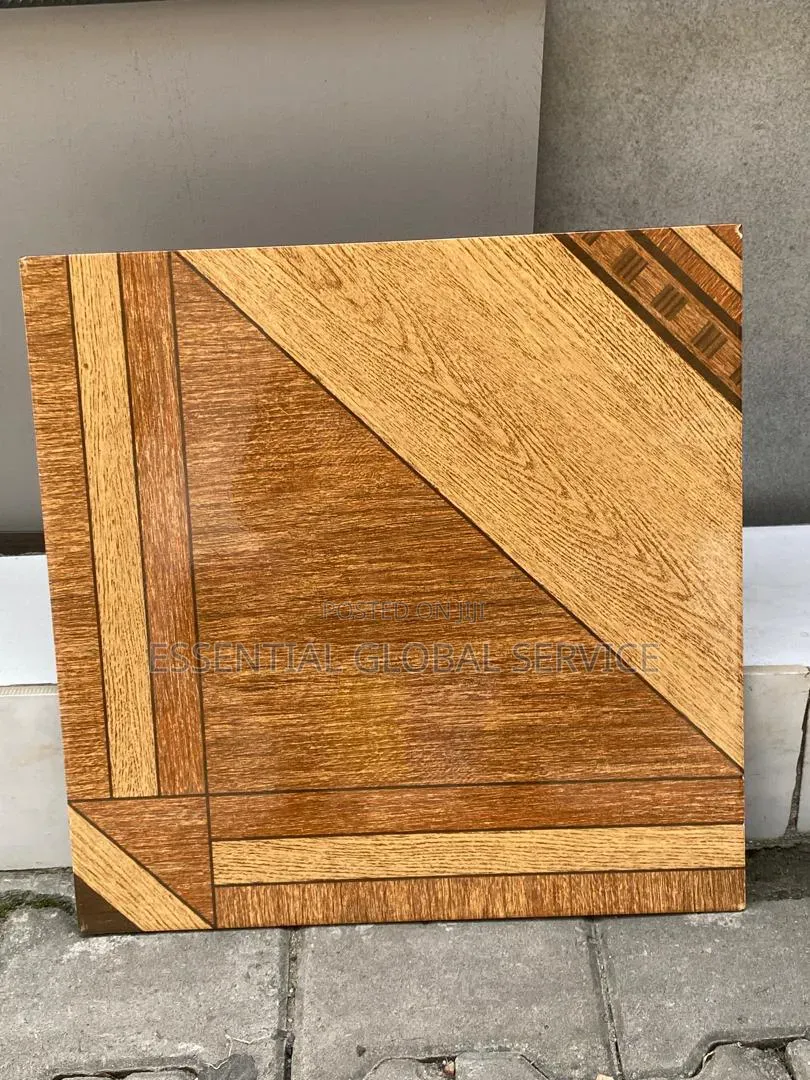 Geometric Parquet-Look Wooden Ceramic Floor Tile