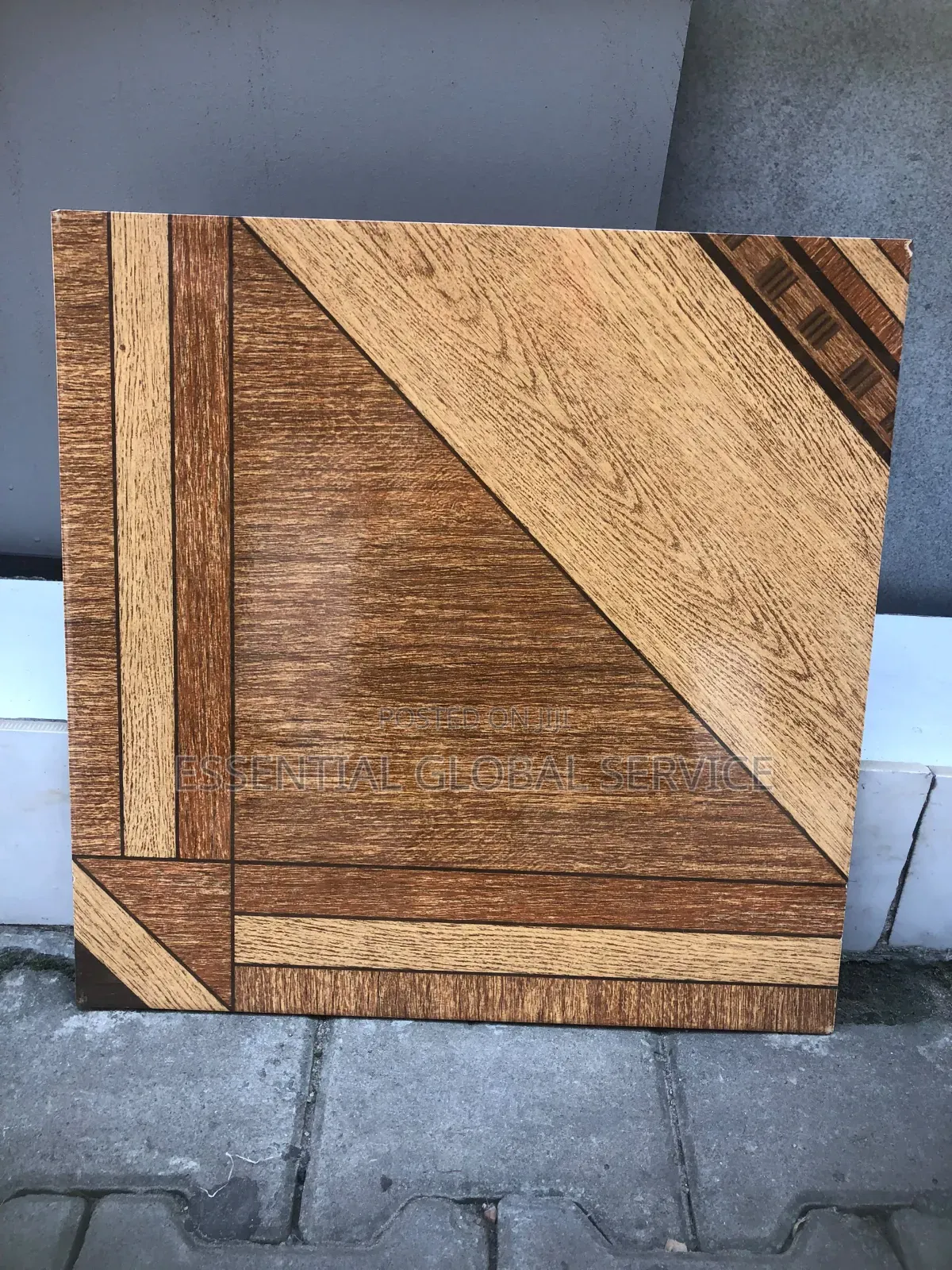 Geometric Parquet-Look Wooden Ceramic Floor Tile