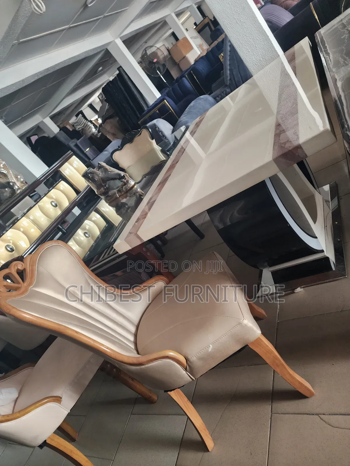 Executive Marble Dining Table With Six Chairs