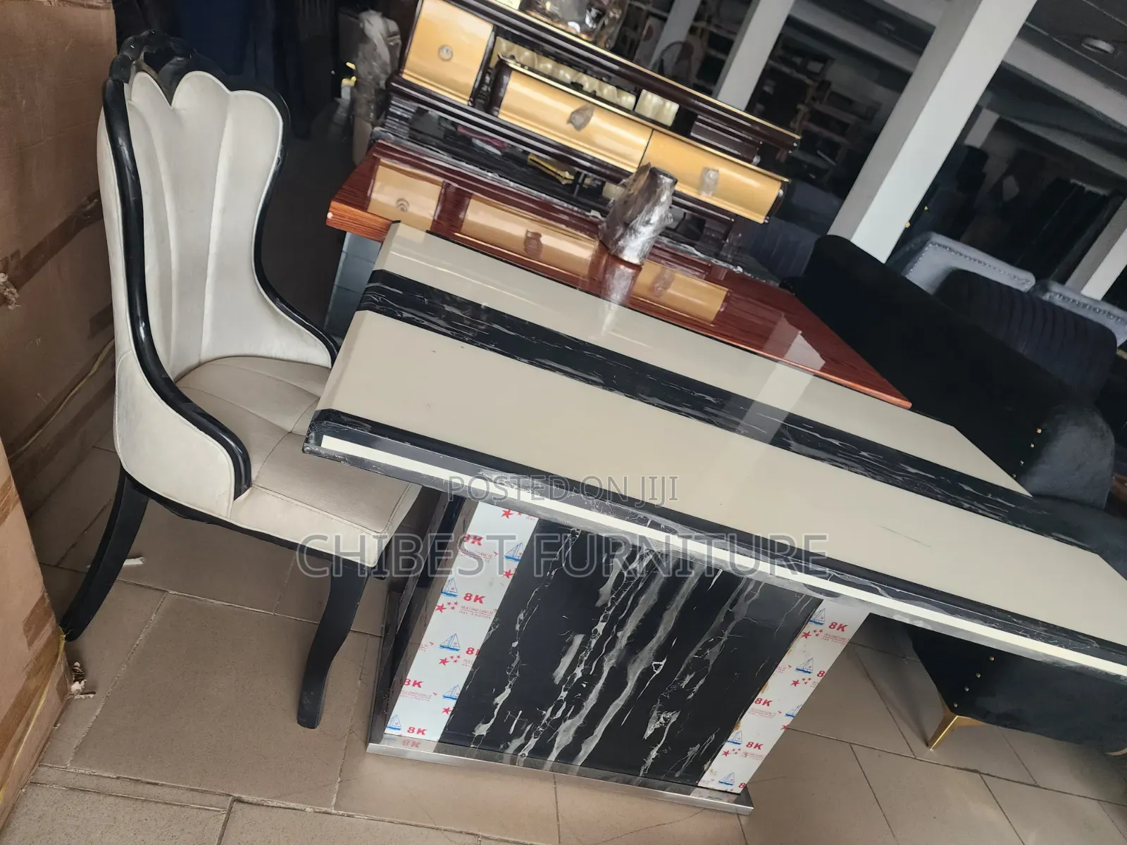 Imported Marble Dining Table With Six Chairsm