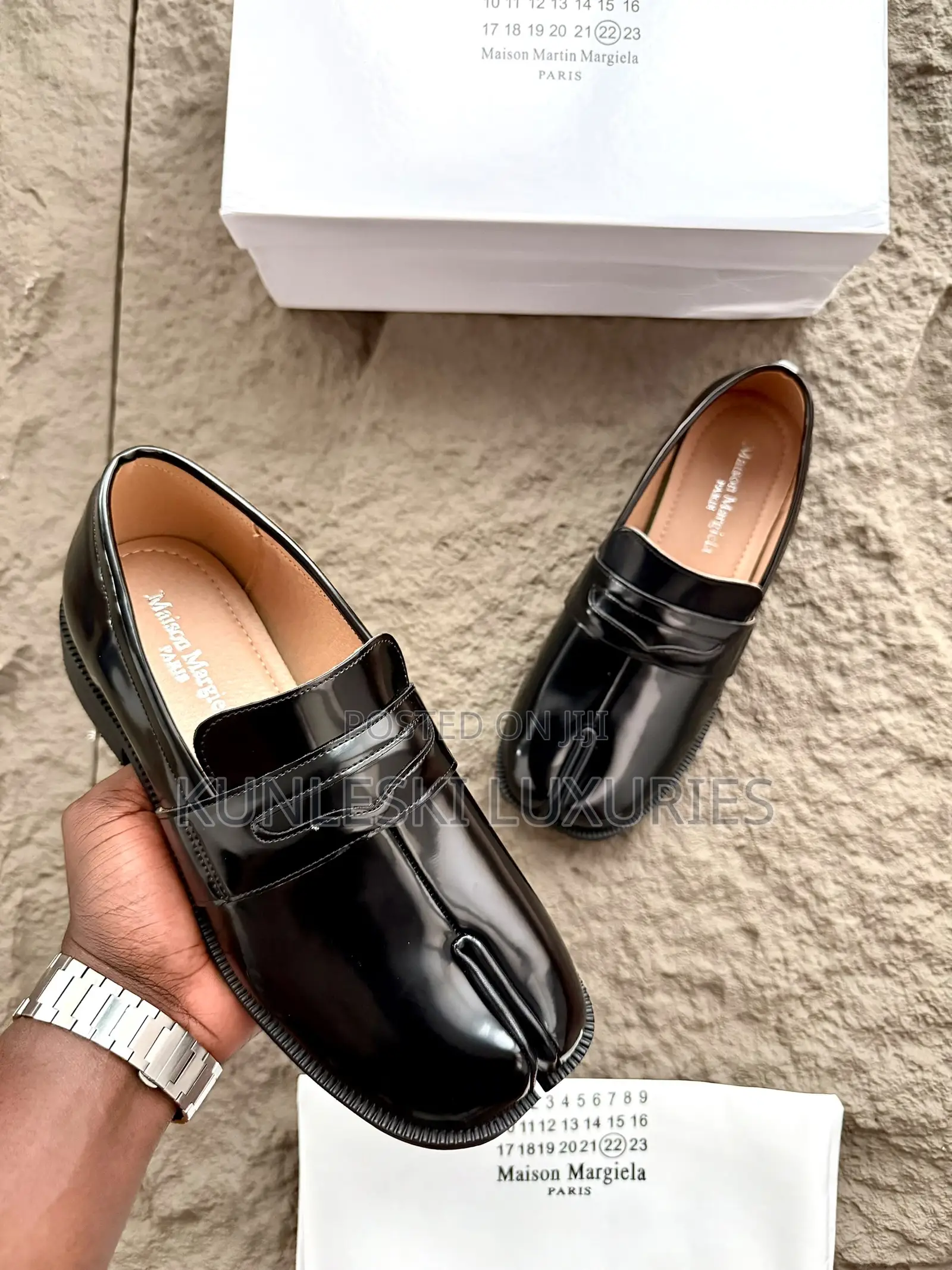 Original Maison Margiela Tabi Patent/ Leather Loafers Shoes