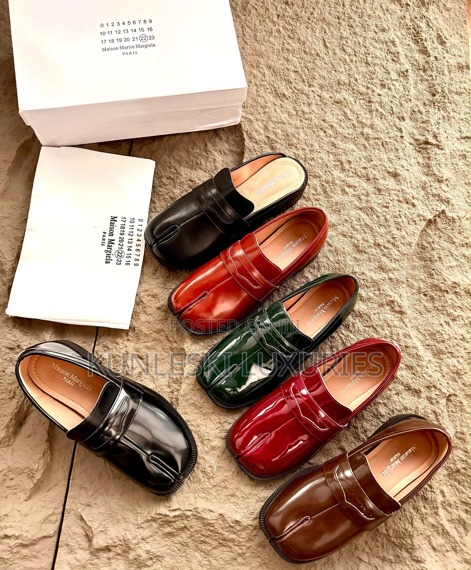 Original Maison Margiela Tabi Patent/ Leather Loafers Shoes