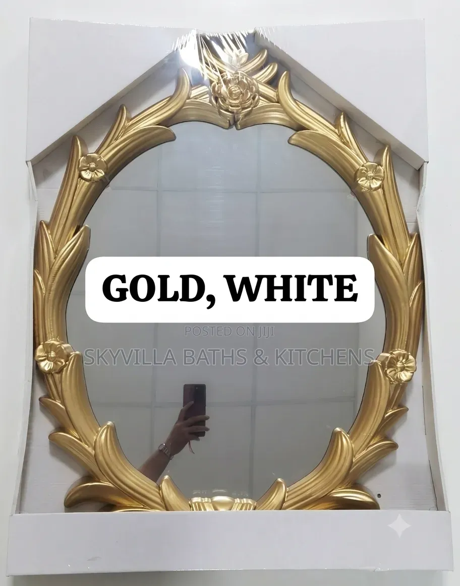 Royal Baroque Gold Oval Wall Mirror – Flower Vanity Mirror
