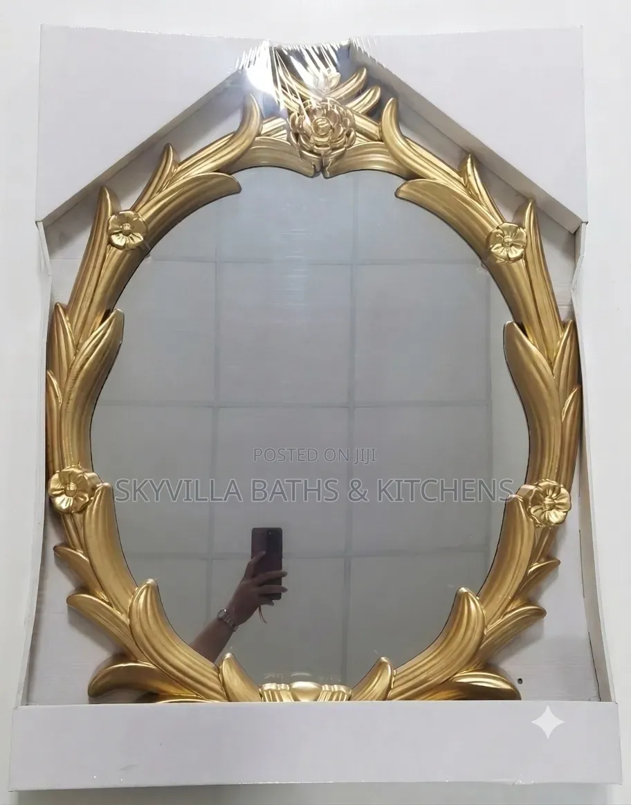 Royal Baroque Gold Oval Wall Mirror – Flower Vanity Mirror