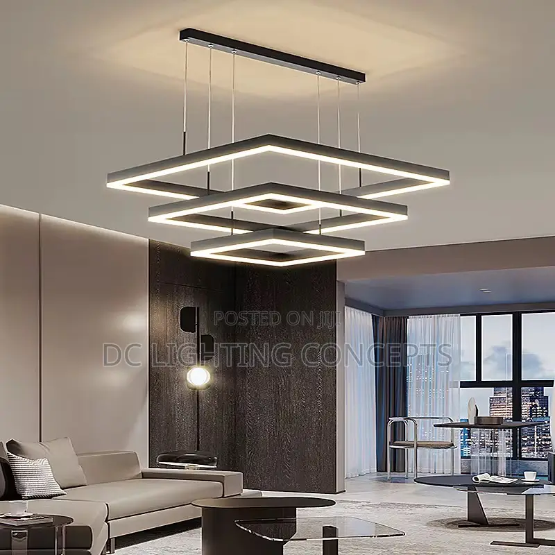 Modern Luxury Square 3 Rings Pendant Nordic Chandelier.