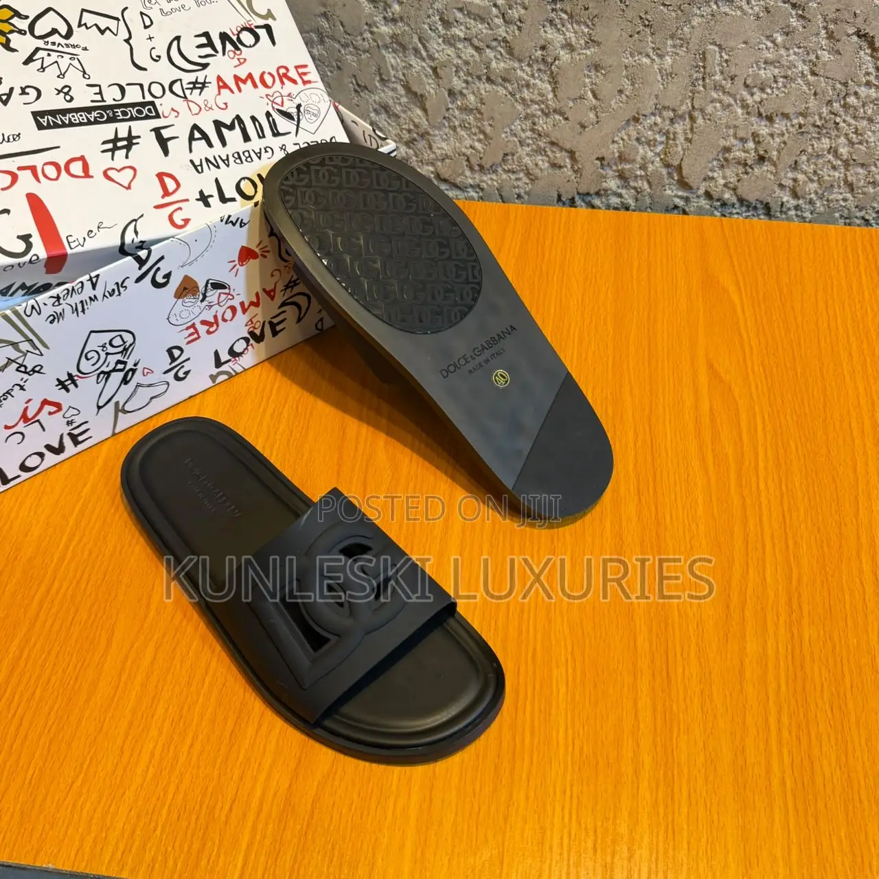 Original Dolce Gabbana Luxury Leather Slippers