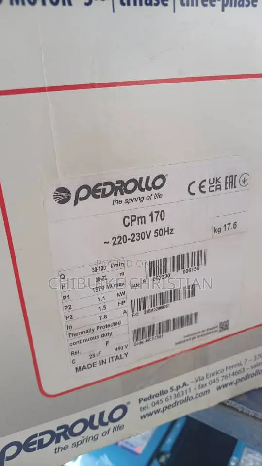 1.5hp Flat Head Pedrollo Surface Pump