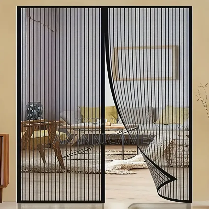 Magnetic Mosquito Net Door Curtain 122 × 210cm Self Closing Black