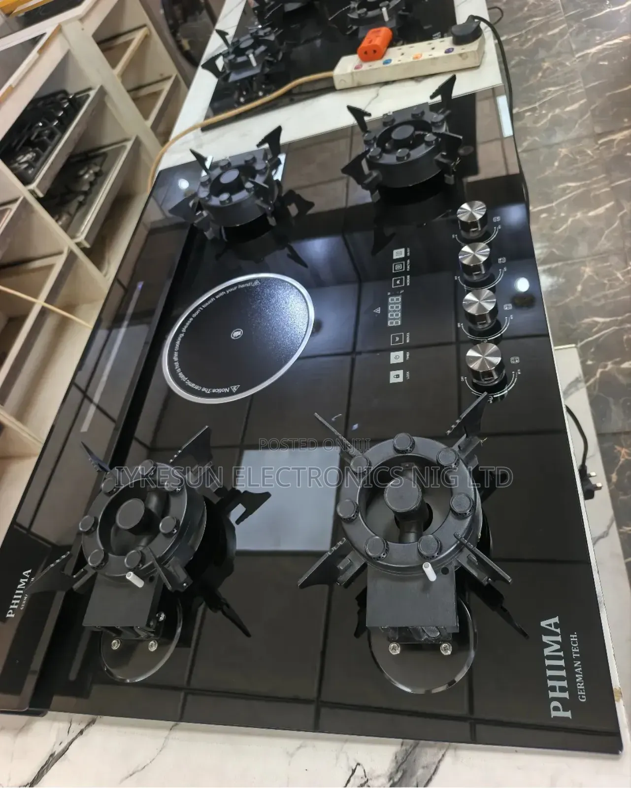 Original PHIIMA Built-in 4+1 Flips Up Gas Electric Cooker HOB Timer