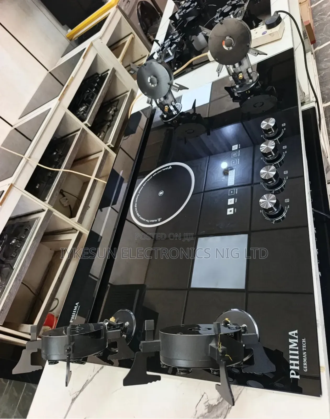 Original PHIIMA Built-in 4+1 Flips Up Gas Electric Cooker HOB Timer