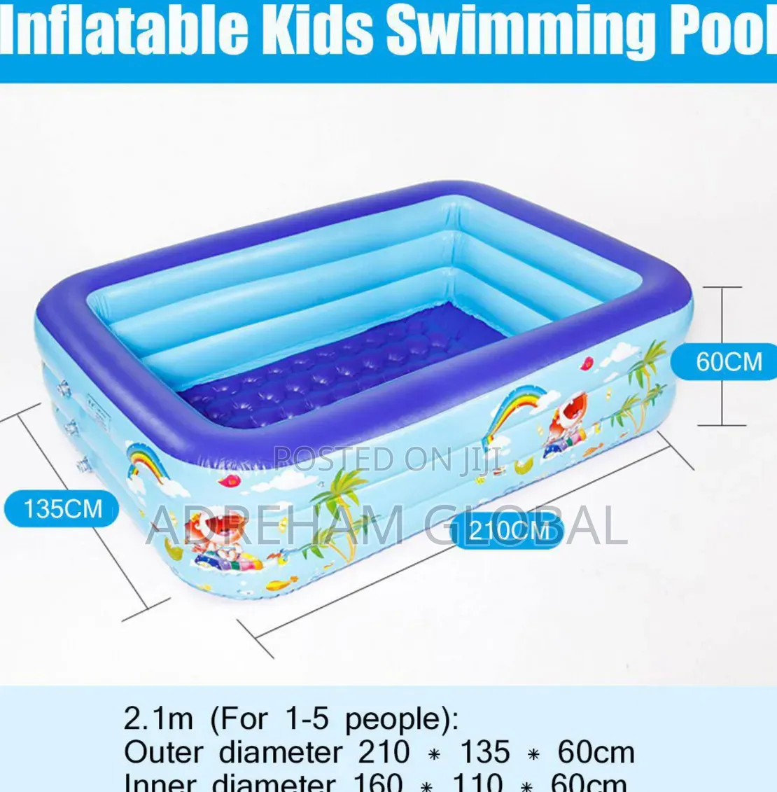 Inflatable Swimming Pool for Kids(with Automatic Pump)Size210x150x60cm