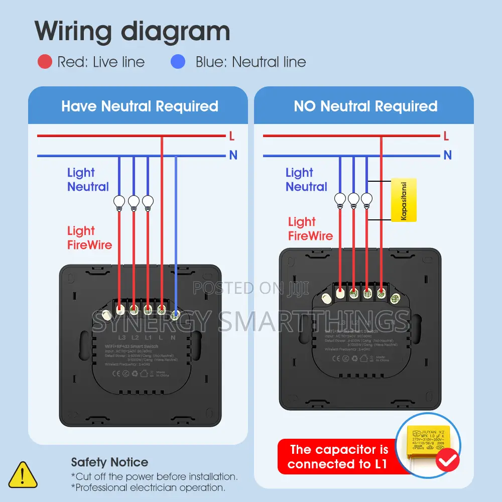 C-Smart Zigbee 3 Gang Button Switch With Alexa- Google Assistant Black