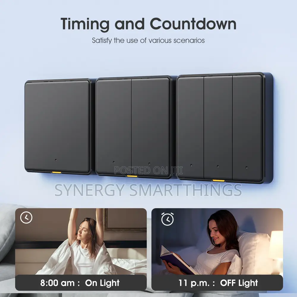 C-Smart Zigbee 3 Gang Button Switch With Alexa- Google Assistant Black