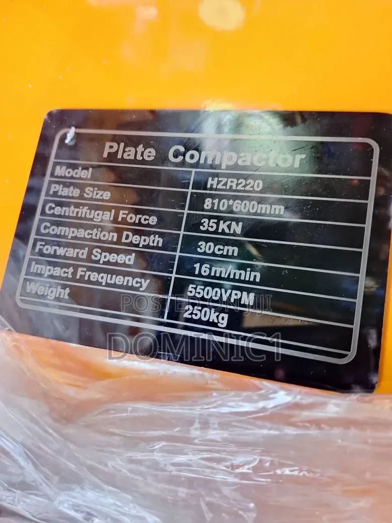 Reversible Plate Compactor, Specifically Model HZR220.250kg