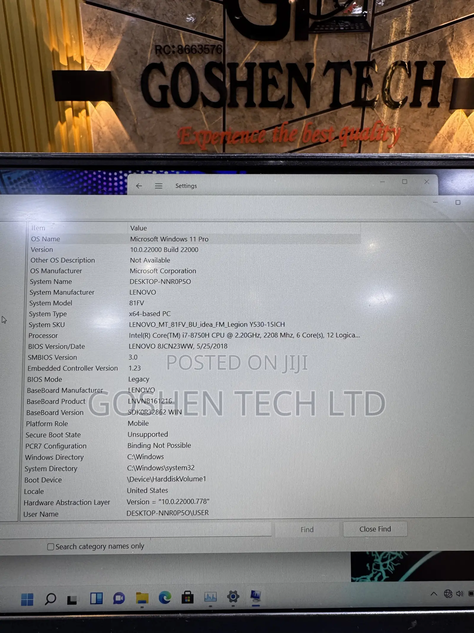 Laptop Lenovo Legion Y530 16GB Intel Core i7 SSD 512GB