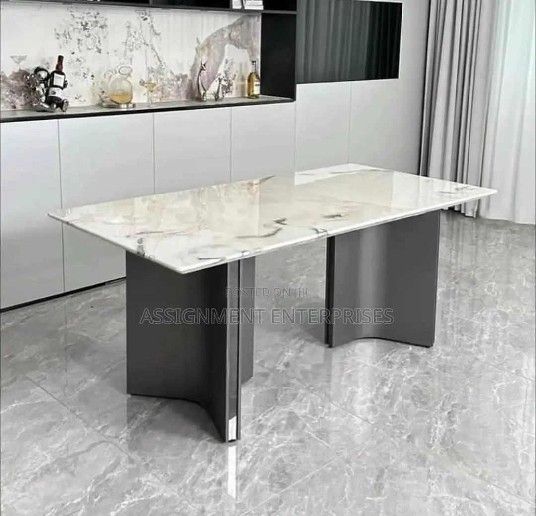 160x80 Cm Dinning Table Marble Top With 6 Chairs