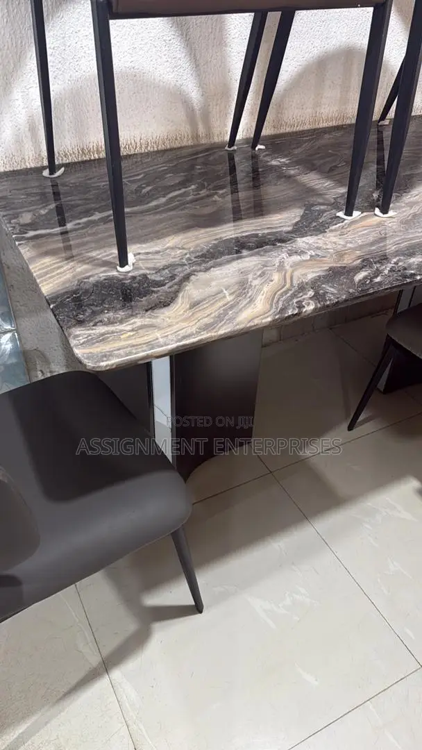 160x80 Cm Dinning Table Marble Top With 6 Chairs