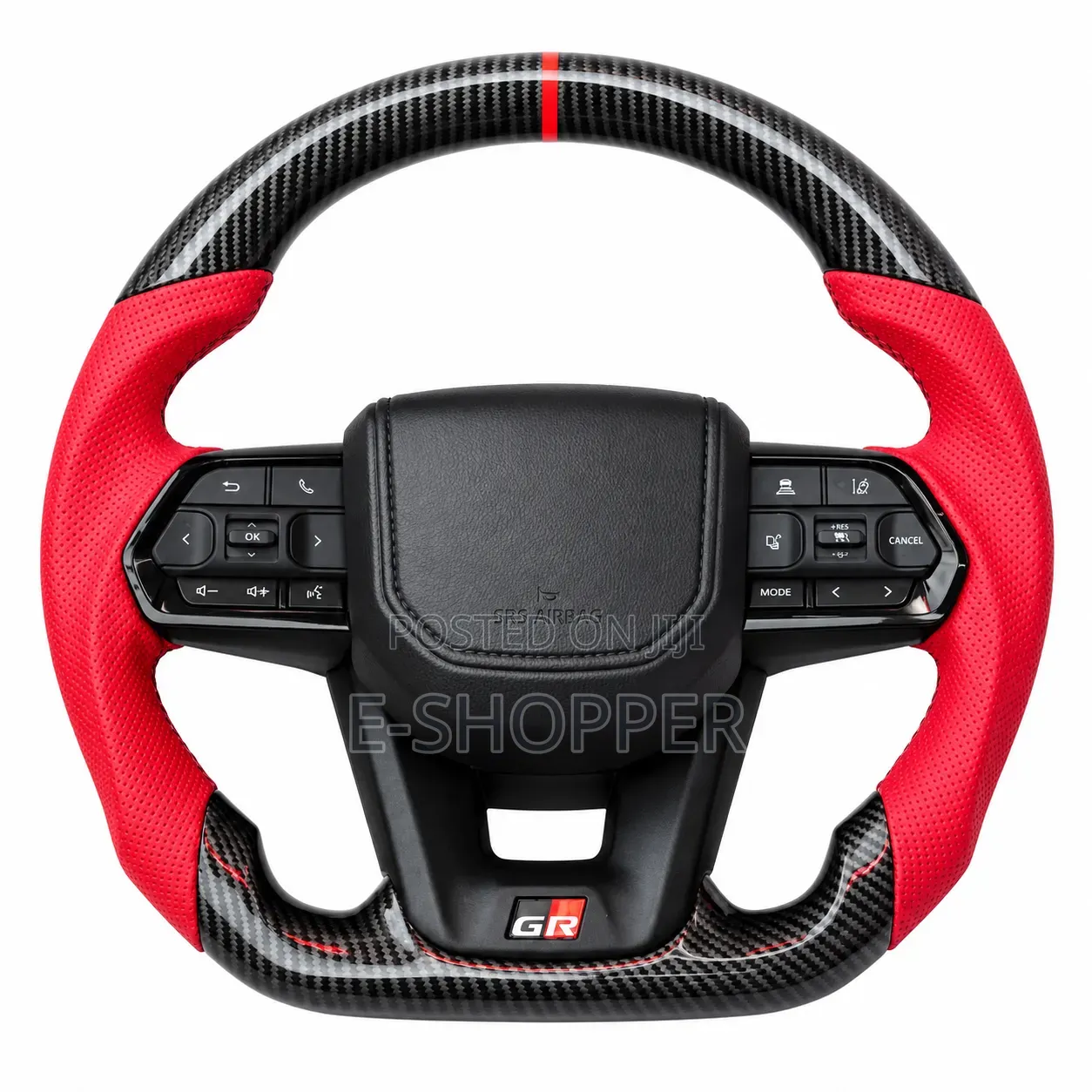 Toyota Carbon Fiber Red Perforated Leather Steering Wheel