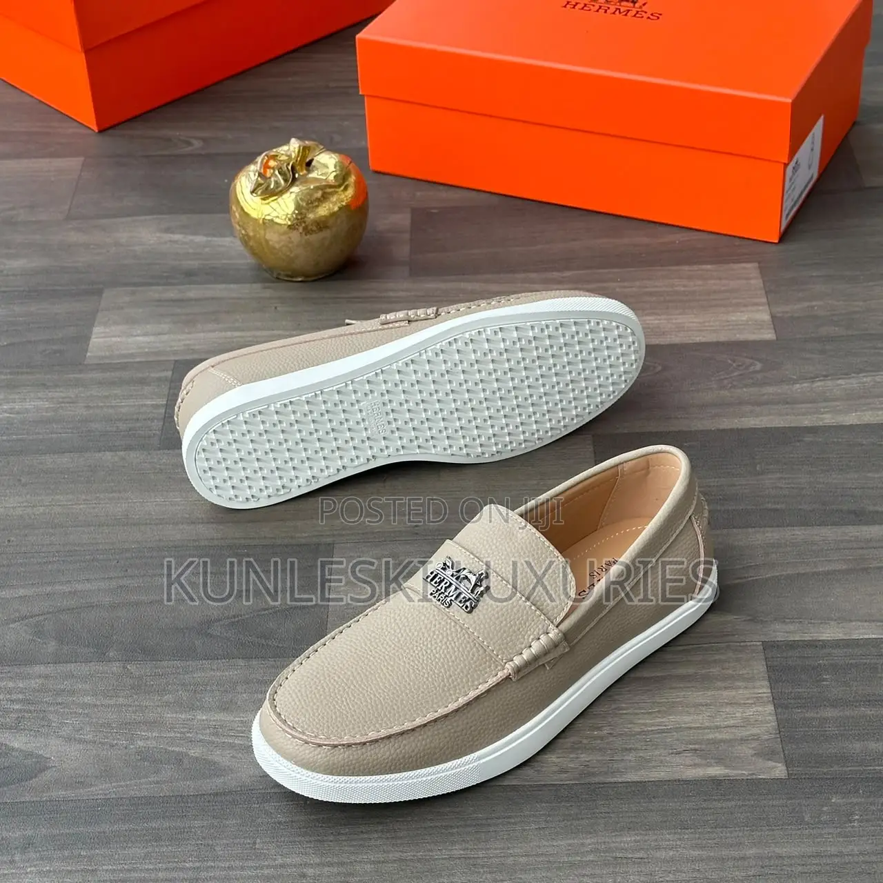Original Hermes Studded Leather / Suede Loafers