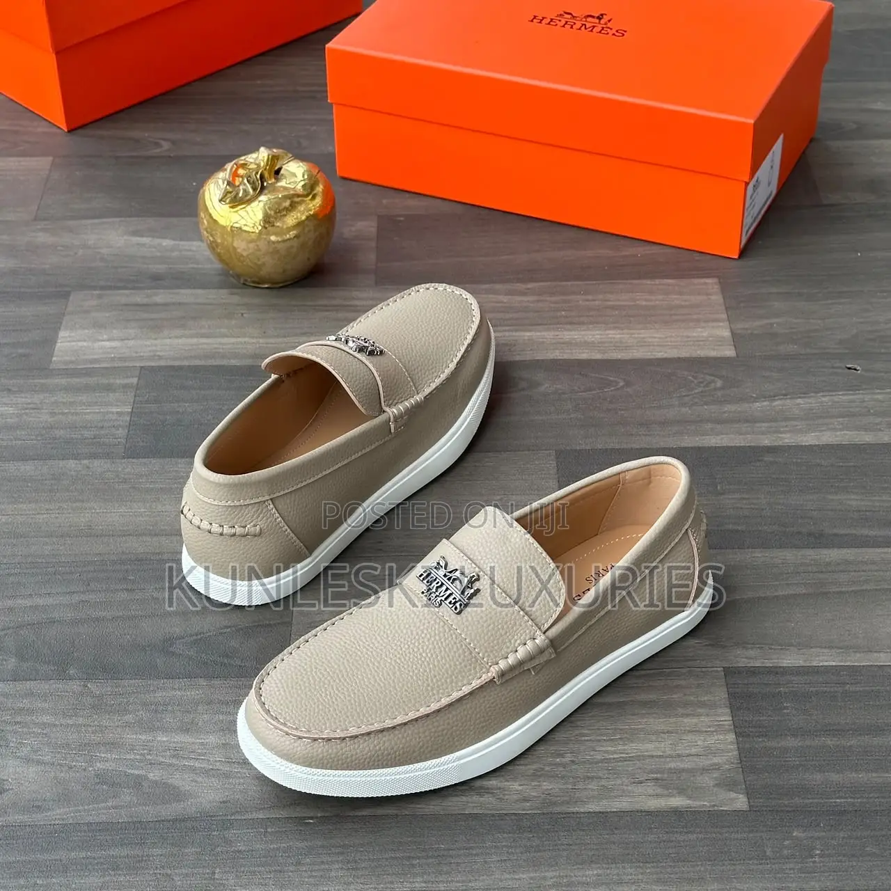 Original Hermes Studded Leather / Suede Loafers