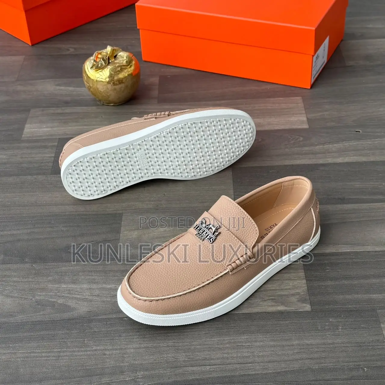 Original Hermes Studded Leather / Suede Loafers