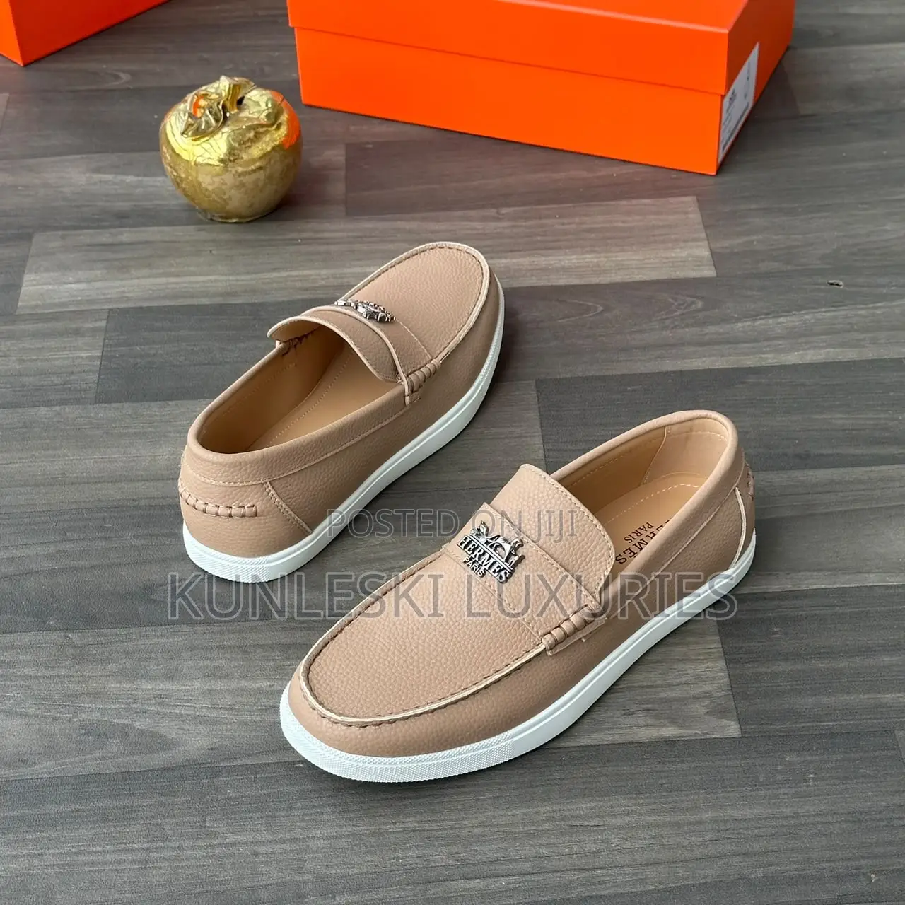 Original Hermes Studded Leather / Suede Loafers