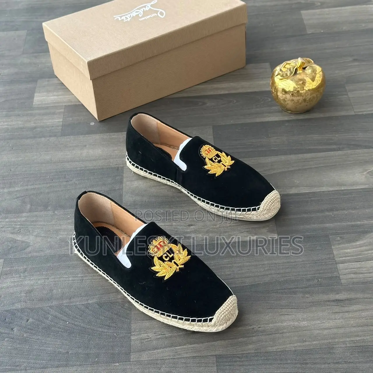 Original Christian Louboutin Black Espadrilles Loafers Shoes