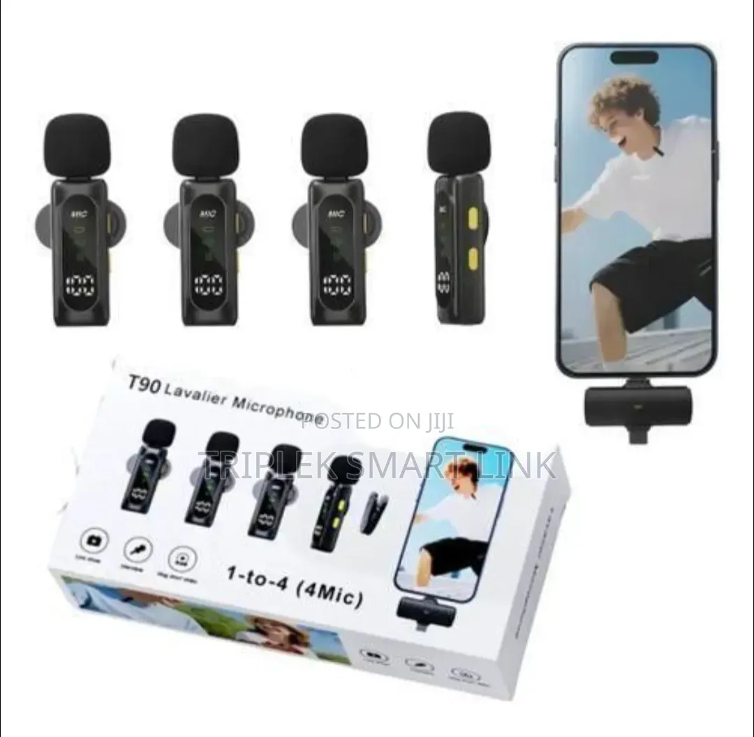 T90 Wireless Lavalier Microphone 4-in-1 | 4 Mic Set | Noise Cancelling