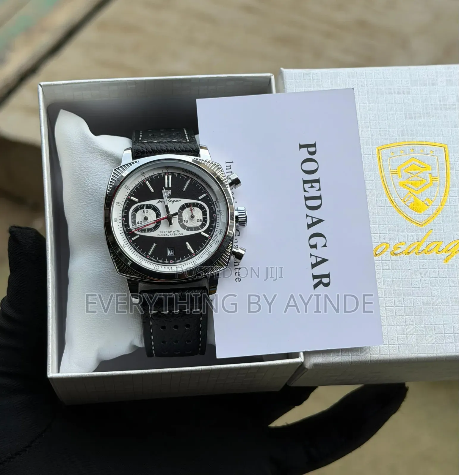 Poedager Wrist Watch Analog and Digital Black With Black Face