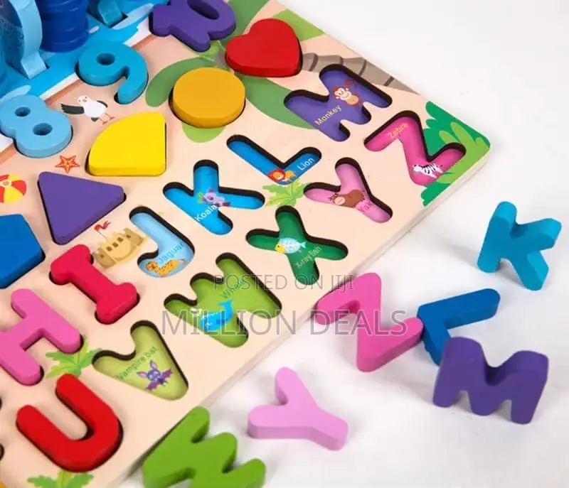 6 in 1 Wooden Blocks Logarithmic Puzzle - Educational Kids Ages 3+