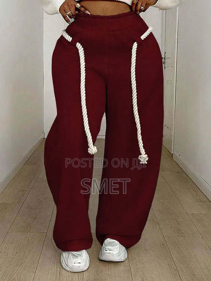 Women's Premium Wide-Leg Rope Drawstring Joggers