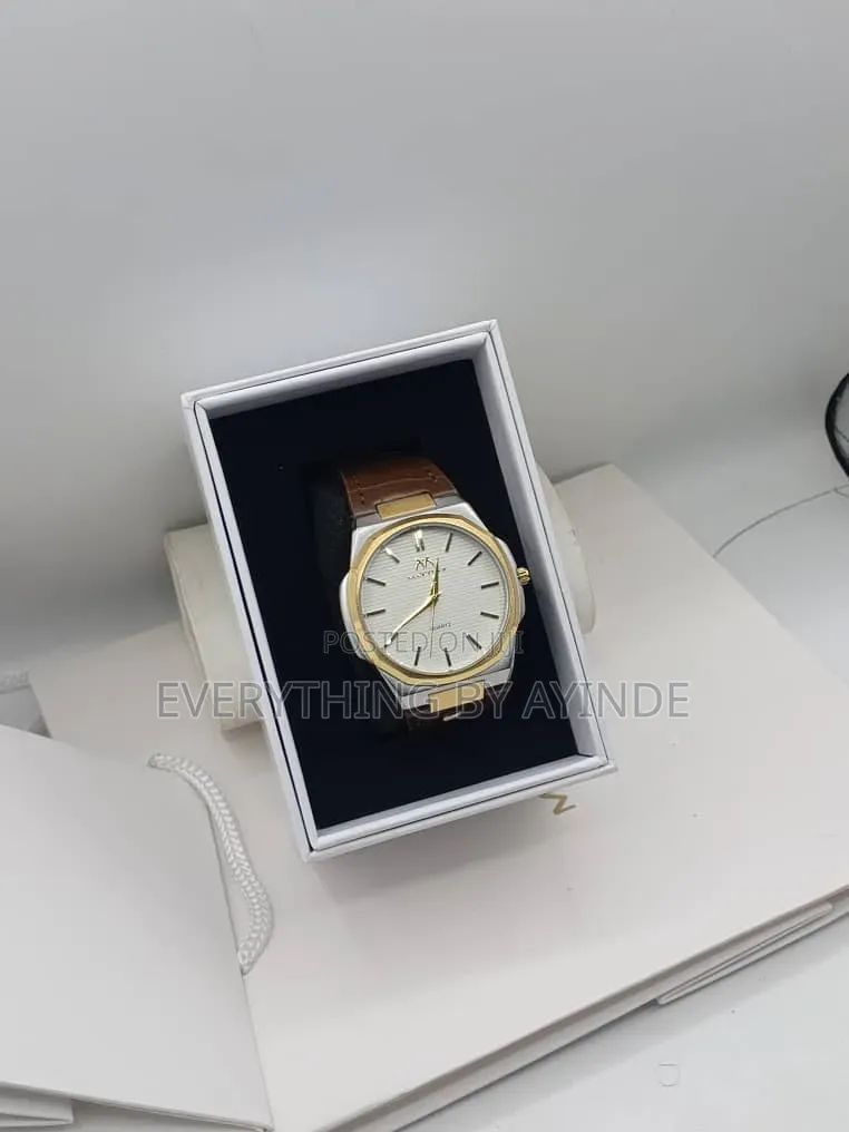 Mettle Wrist Watch Analog and Digital Brown and Gold With White Face