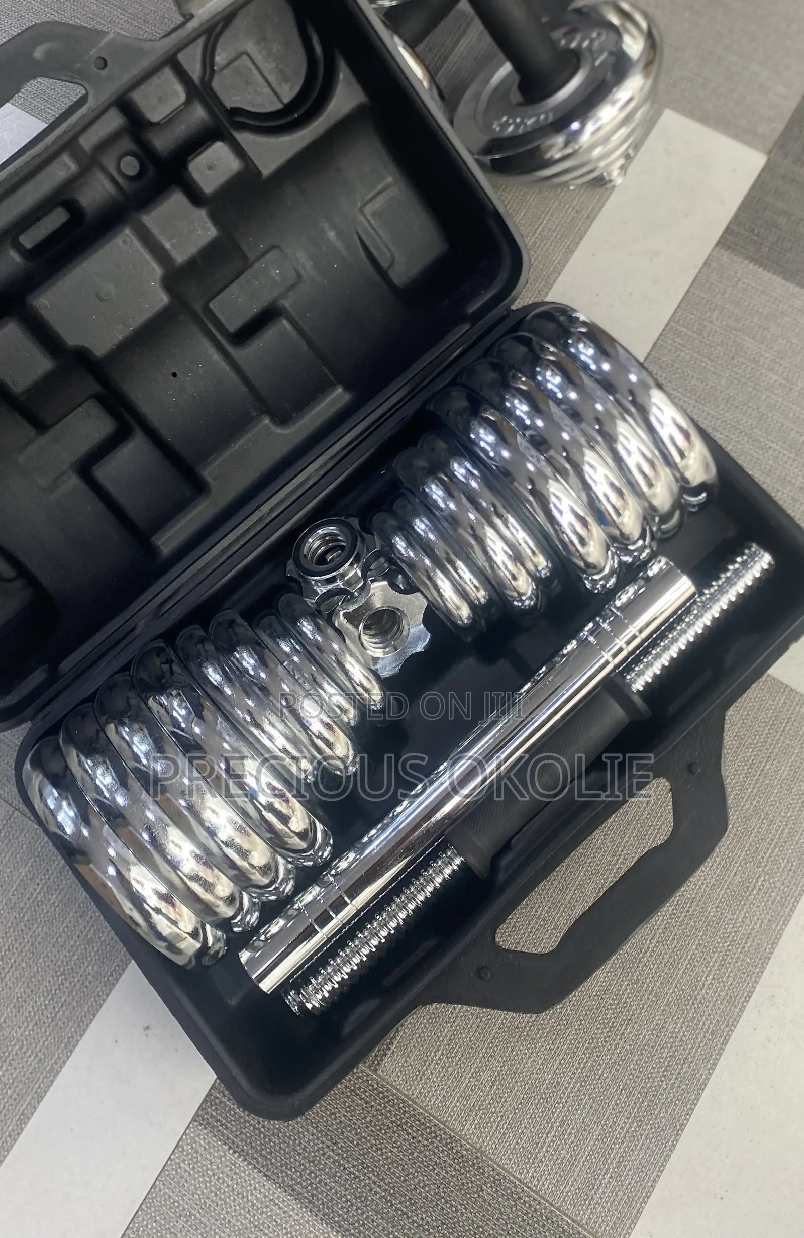 30kg Chrome Dumbbell Set With Extension Rod