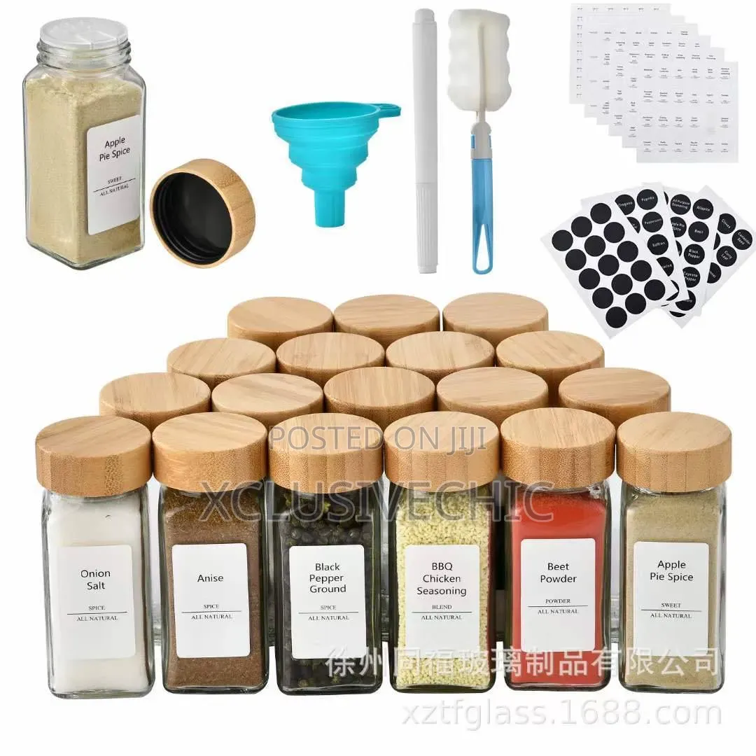 12pcs Glass Spice Bottles With Label Stickers, Pen and Funnel