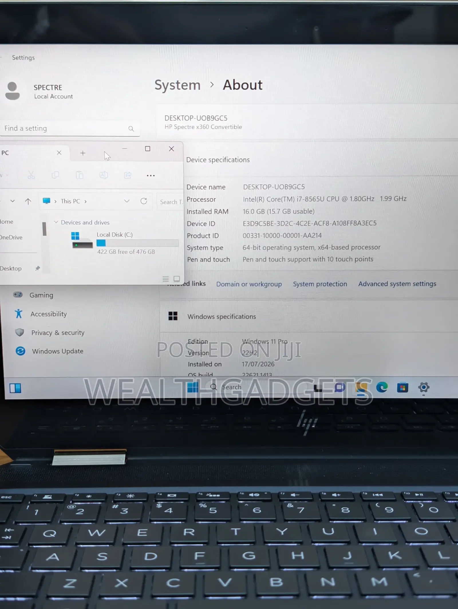 Laptop HP Spectre X360 13 16GB Intel Core i7 SSD 512GB