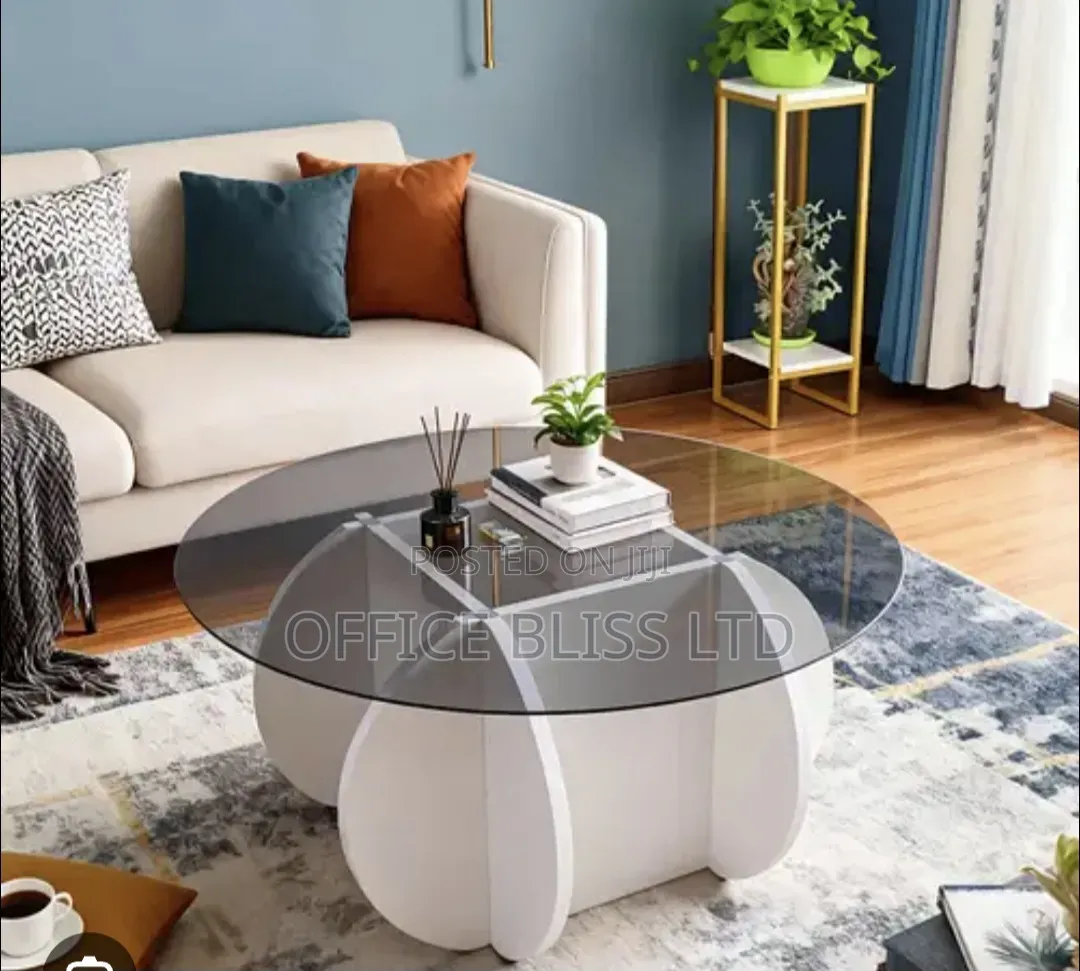 Transparent Glass Table With Semi Circular Base