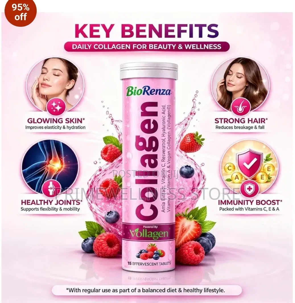 BioRenza Collagen Effervescent Tablets Mix Berry Favour 15 Tablets In