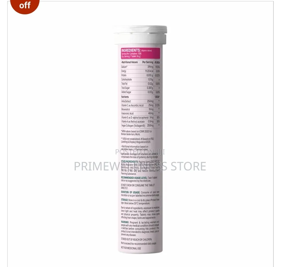 BioRenza Collagen Effervescent Tablets Mix Berry Favour 15 Tablets In