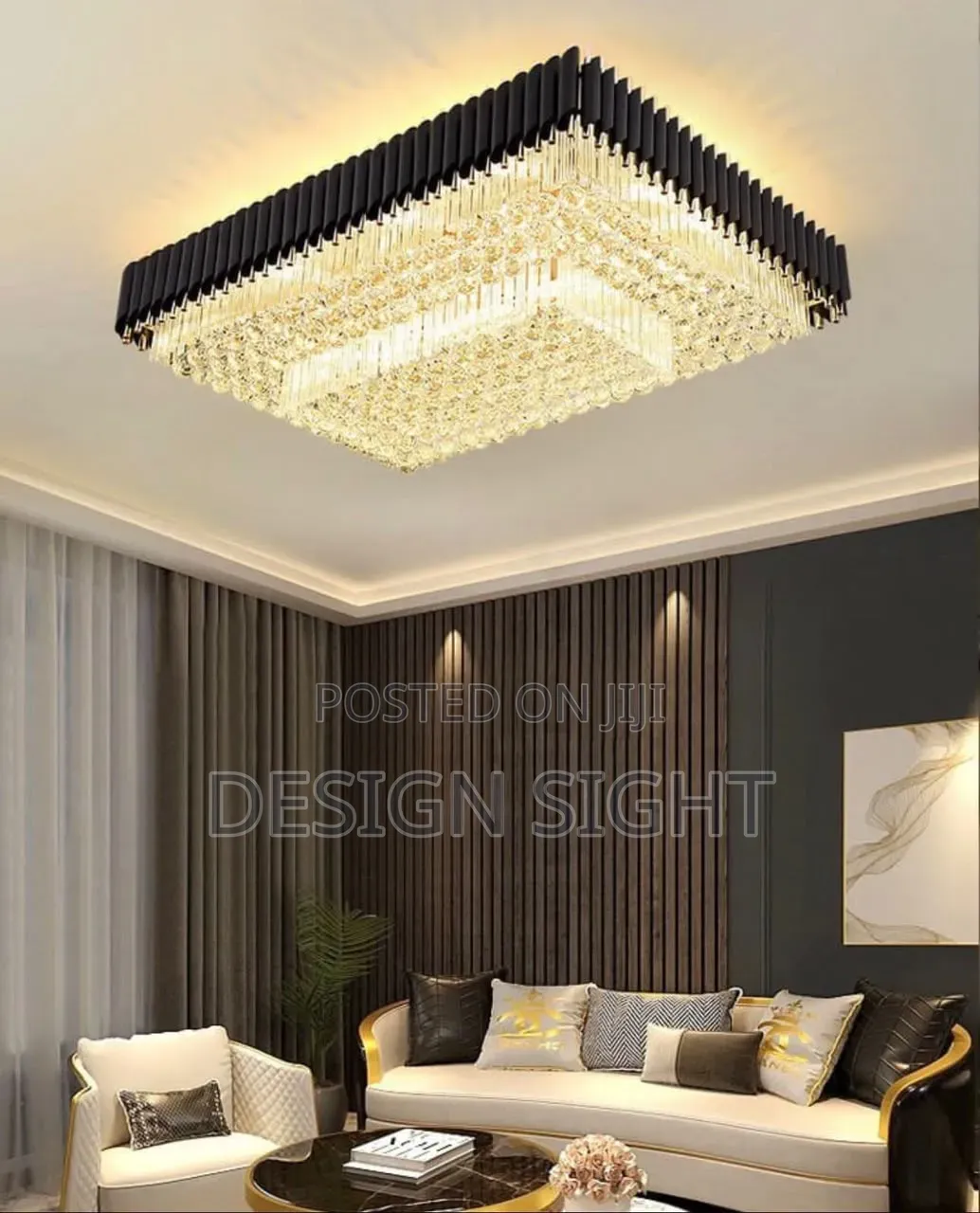3-Tier Square Crystal Led Flush Mount Ceiling Chandelier