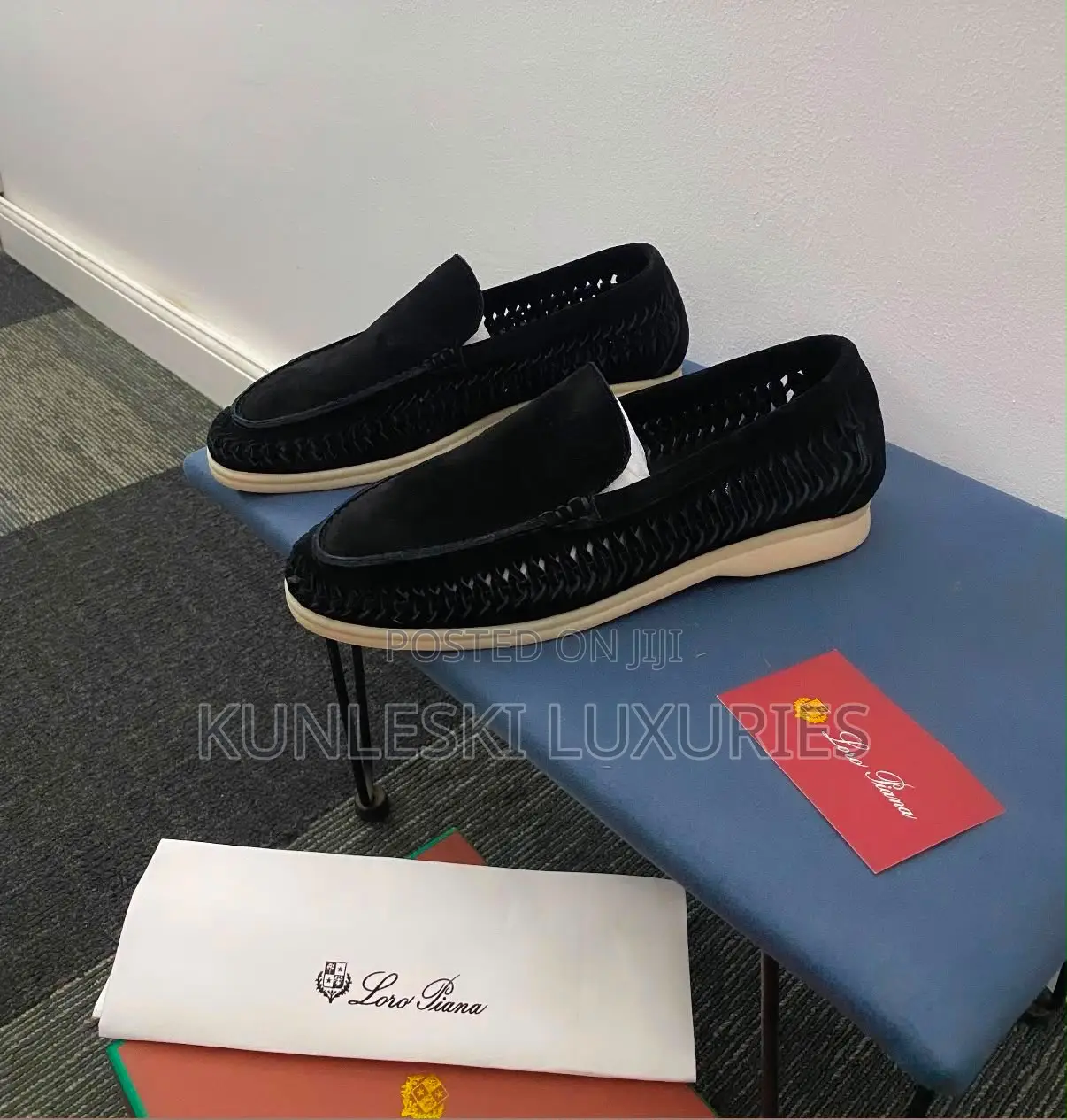 Original Loro Piana Suede Woven Loafers