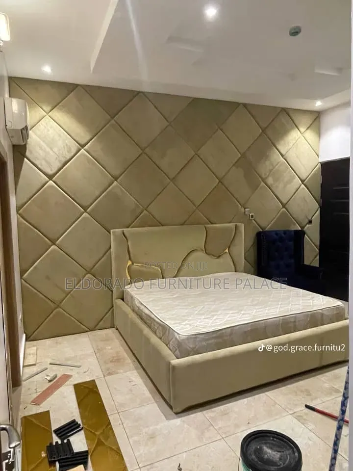Full Wall to Wall Padded Bedframe With Clouding