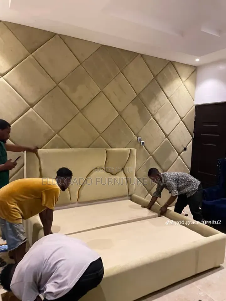 Full Wall to Wall Padded Bedframe With Clouding