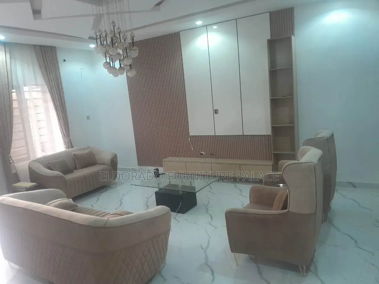 Complete Set of Living Room Chairs With Television Console