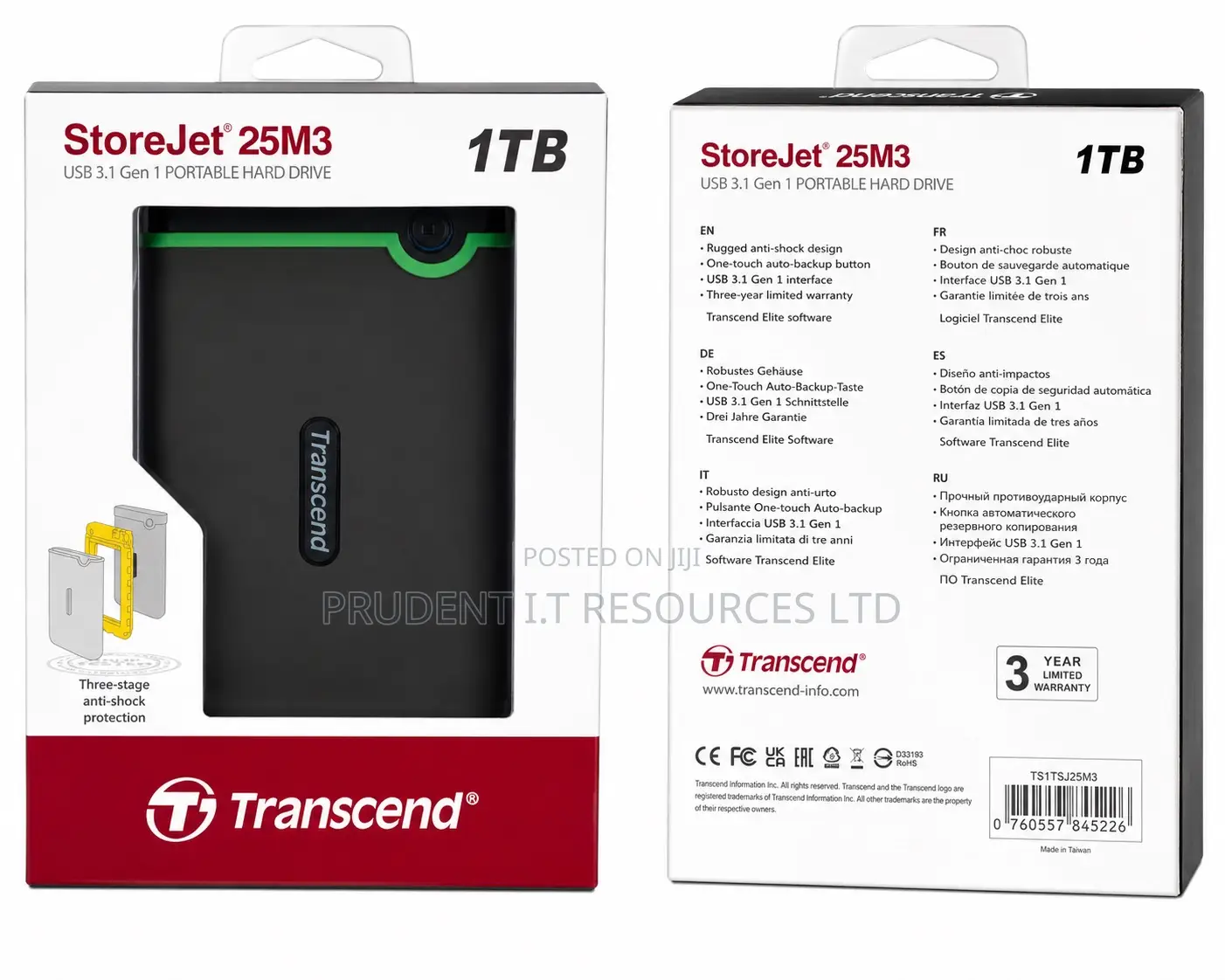 Transcend StoreJet 25M3 1TB Portable External Hard Drive