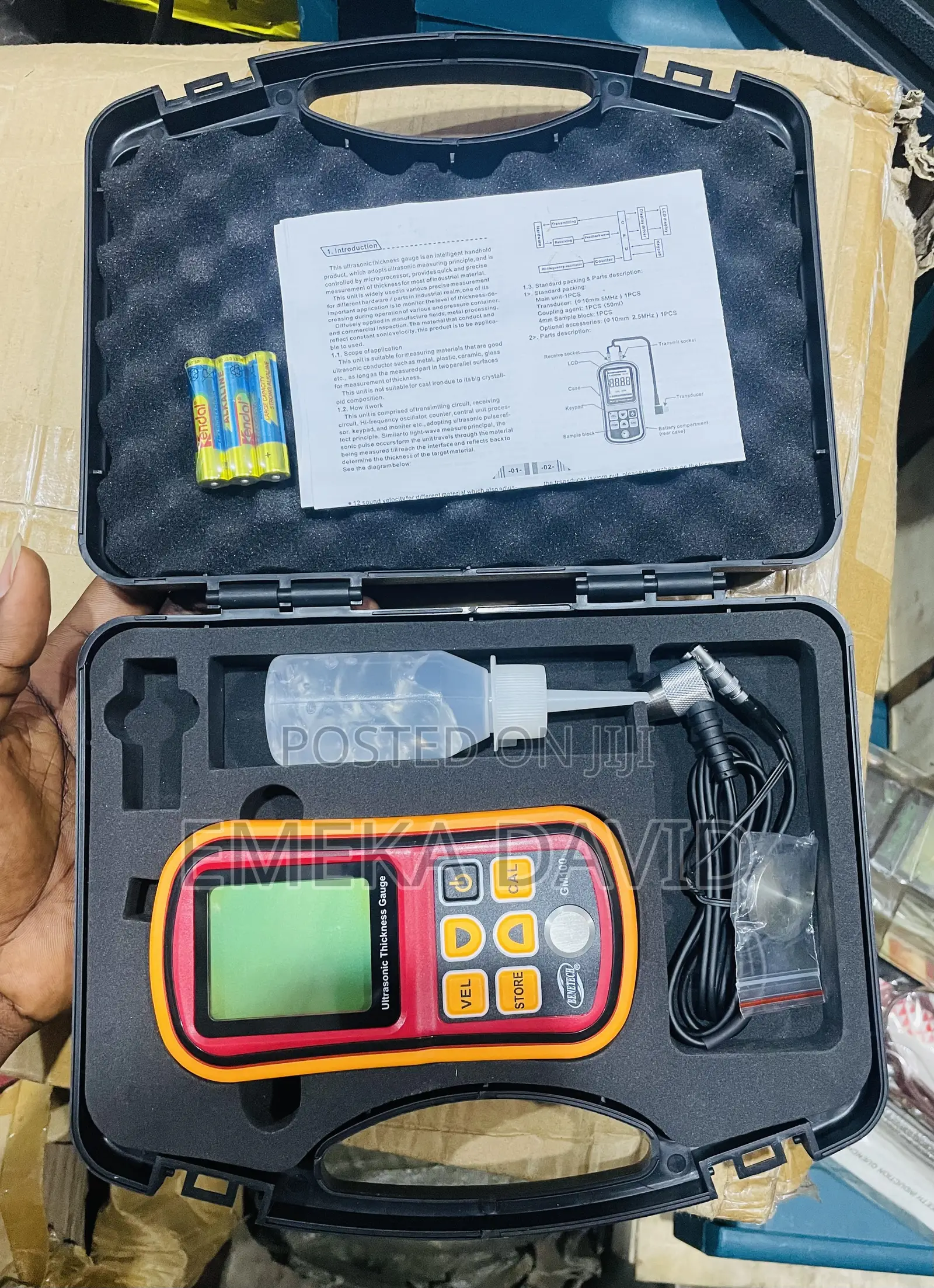 Ultrasonic Thickness Gauge Includes a Testing Probe.