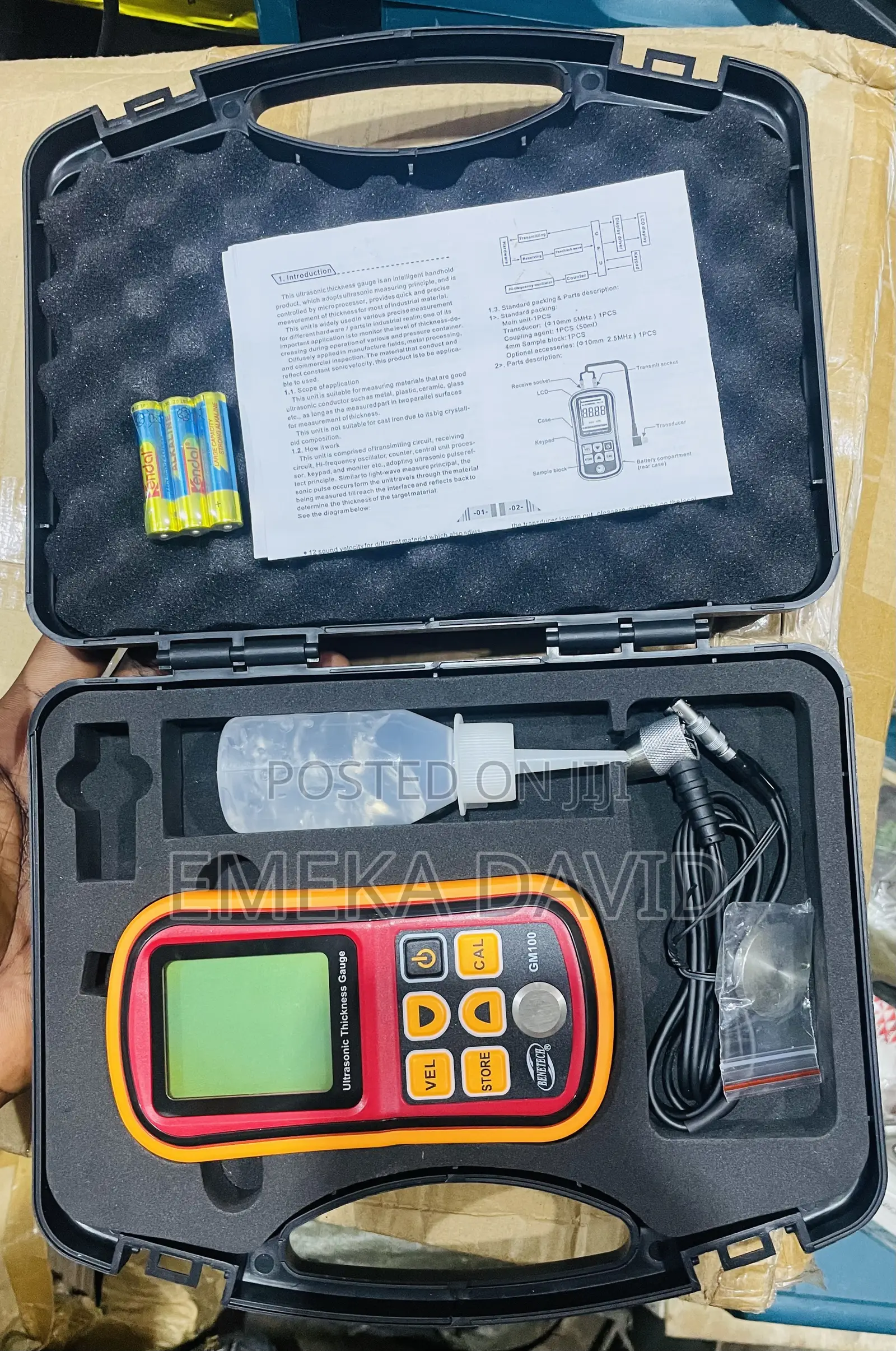 Ultrasonic Thickness Gauge Includes a Testing Probe.