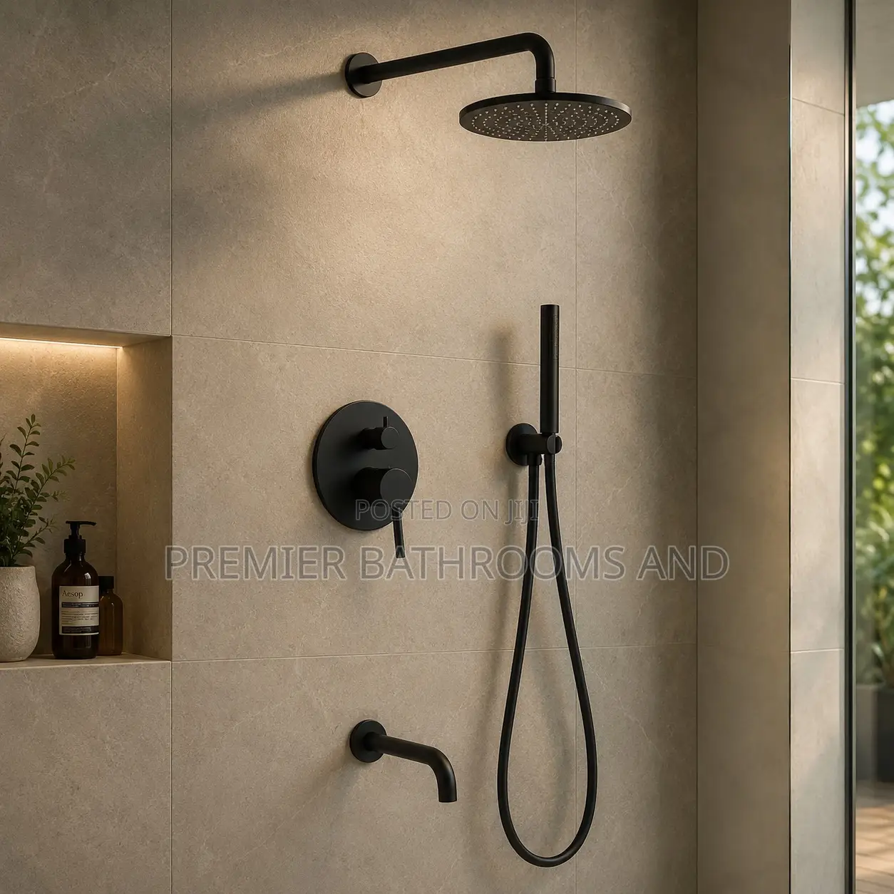 Black Round Conduit Shower 5 Ways